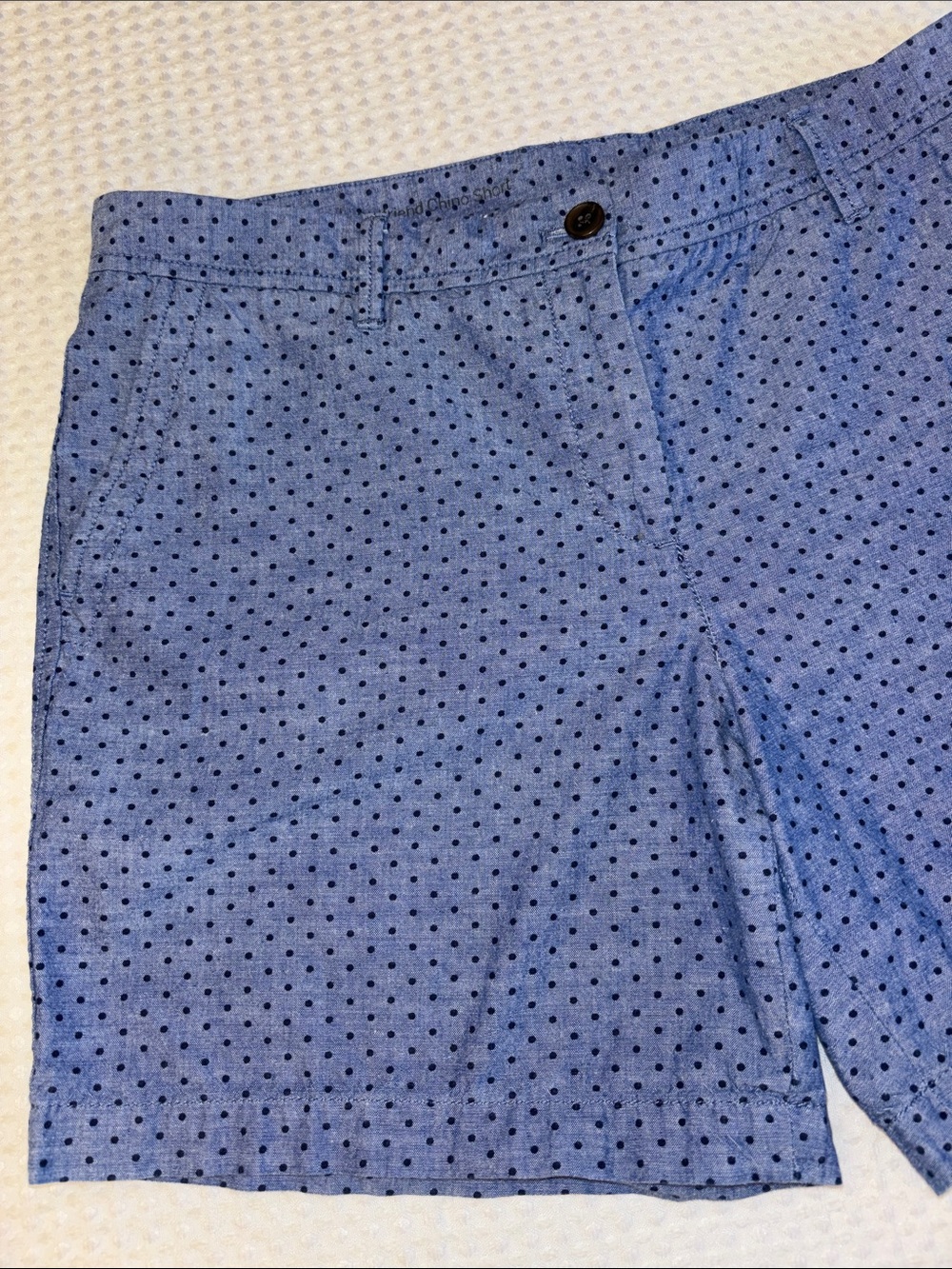 Talbots Girlfriend Chino Shorts Size 12 Light Blue Navy Polka Dot Classic Preppy
